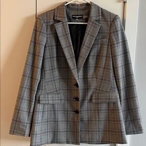 Tommy Hilfiger Women's Gray Plaid Blazer Jacket